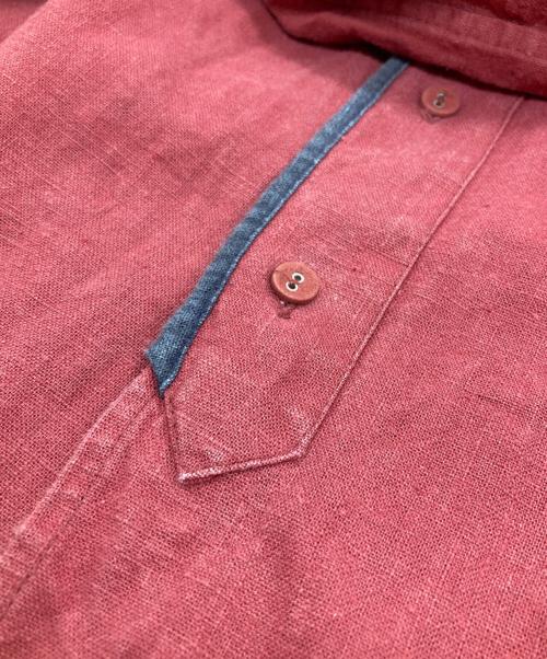 FRANK LEDER（フランクリーダー）FRANK LEDER (フランクリーダー) リネンバンドカラーシャツ レッド サイズ:5の古着・服飾アイテム