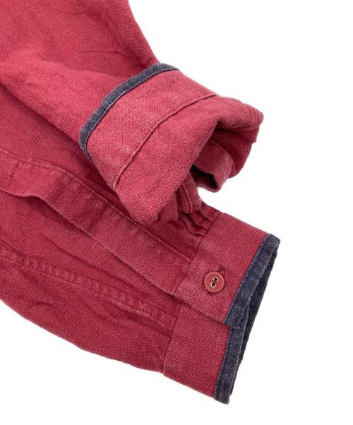 FRANK LEDER（フランクリーダー）FRANK LEDER (フランクリーダー) リネンバンドカラーシャツ レッド サイズ:5の古着・服飾アイテム