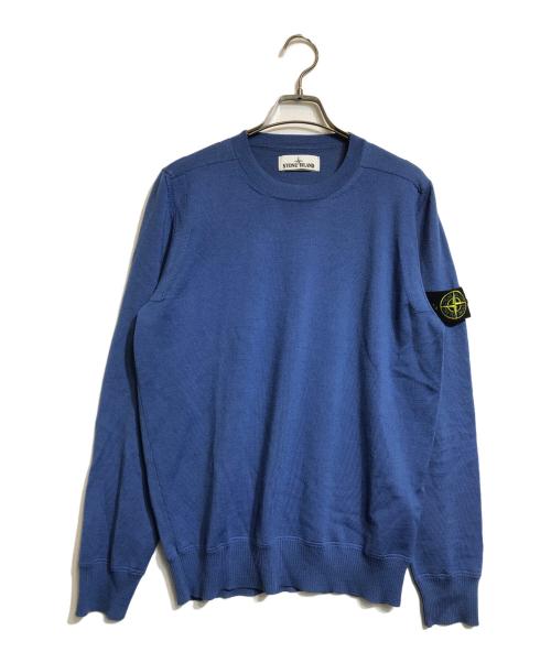 STONE ISLAND（ストーンアイランド）STONE ISLAND (ストーンアイランド) ワッペンクルーネックニット ブルー サイズ:Mの古着・服飾アイテム