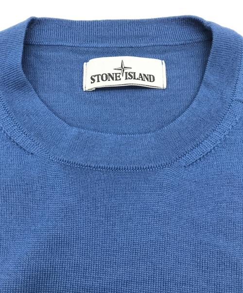 STONE ISLAND（ストーンアイランド）STONE ISLAND (ストーンアイランド) ワッペンクルーネックニット ブルー サイズ:Mの古着・服飾アイテム