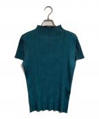 PLEATS PLEASEプリーツプリーズ）の古着「ハイネックプリーツカットソー」｜グリーン