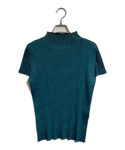 PLEATS PLEASE（プリーツプリーズ）PLEATS PLEASE (プリーツプリーズ) ハイネックプリーツカットソー グリーン サイズ:3の古着・服飾アイテム