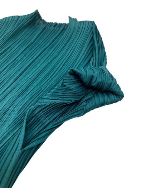 PLEATS PLEASE（プリーツプリーズ）PLEATS PLEASE (プリーツプリーズ) ハイネックプリーツカットソー グリーン サイズ:3の古着・服飾アイテム