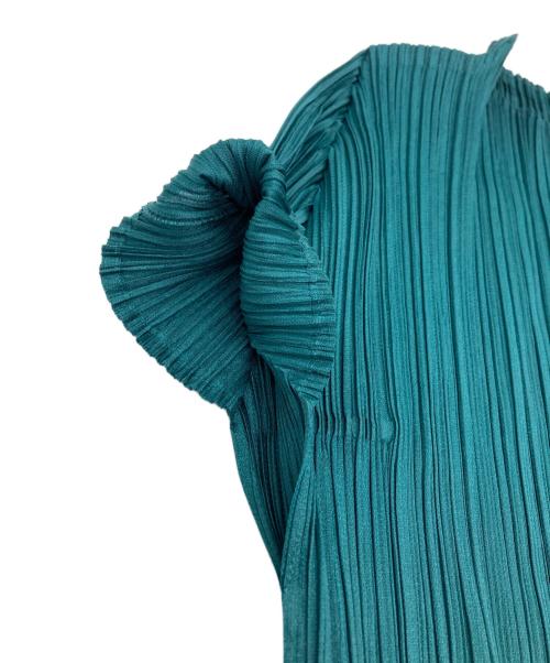 PLEATS PLEASE（プリーツプリーズ）PLEATS PLEASE (プリーツプリーズ) ハイネックプリーツカットソー グリーン サイズ:3の古着・服飾アイテム