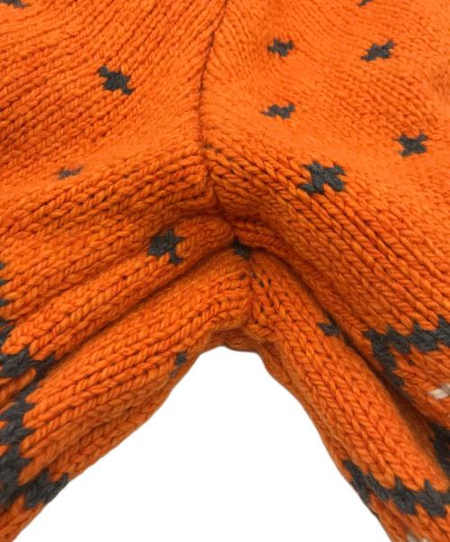 stussy（ステューシー）stussy (ステューシー) Roll V Neck Fairisle Sweater オレンジ サイズ:Mの古着・服飾アイテム