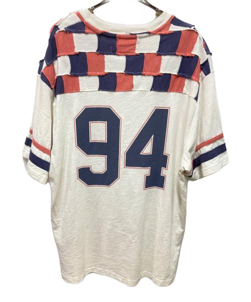 SUPREME（シュプリーム）SUPREME (シュプリーム) Patchwork Yoke Football Top ホワイト×レッド サイズ:Mの古着・服飾アイテム