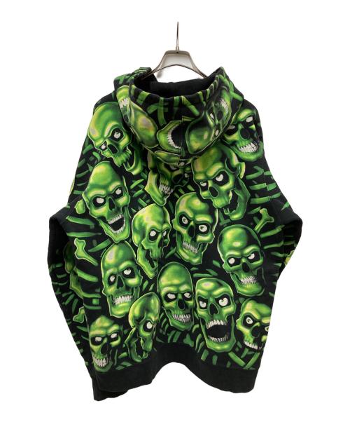 SUPREME（シュプリーム）SUPREME (シュプリーム) Skull Pile Hooded Sweatshirt ブラック×グリーン サイズ:Largeの古着・服飾アイテム