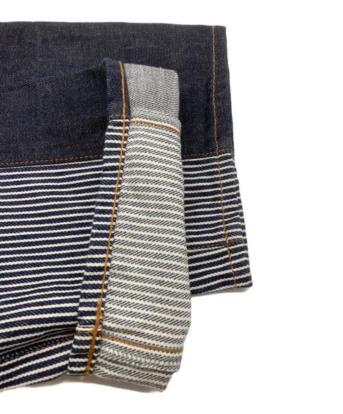 KOJIMA GENES（コジマジーンズ）KOJIMA GENES (コジマジーンズ) ストライプ切替デニムパンツ インディゴ×ネイビー サイズ:32の古着・服飾アイテム