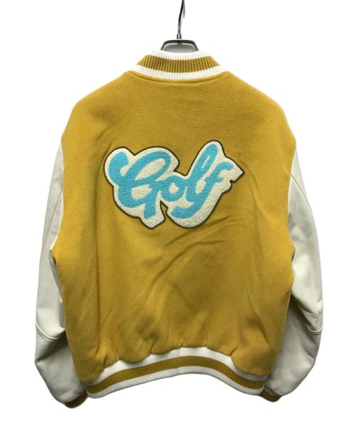 GOLF WANG（ゴルフワン）GOLF WANG (ゴルフワン) 袖レザー切替スタジャン イエロー×ベージュ サイズ:Lの古着・服飾アイテム