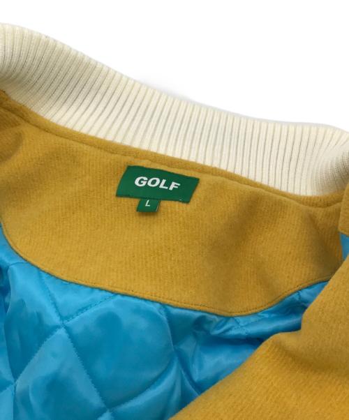 GOLF WANG（ゴルフワン）GOLF WANG (ゴルフワン) 袖レザー切替スタジャン イエロー×ベージュ サイズ:Lの古着・服飾アイテム