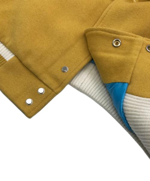 GOLF WANG（ゴルフワン）GOLF WANG (ゴルフワン) 袖レザー切替スタジャン イエロー×ベージュ サイズ:Lの古着・服飾アイテム