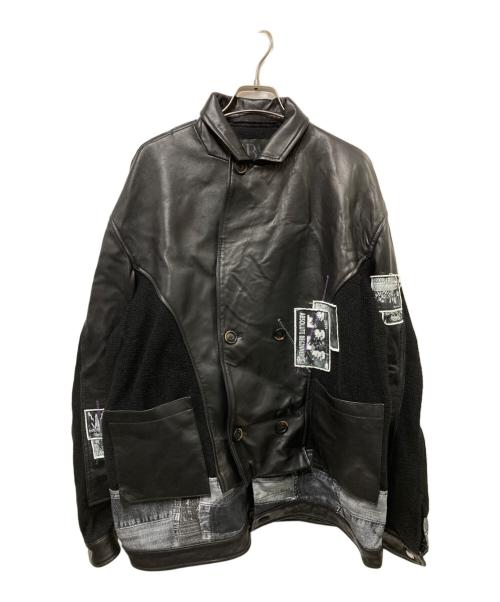 ZARA（ザラ）ZARA (ザラ) ANDERSSON BELL (アンダーソンベル) ニットコンビレザージャケット X ブラック サイズ:Sの古着・服飾アイテム