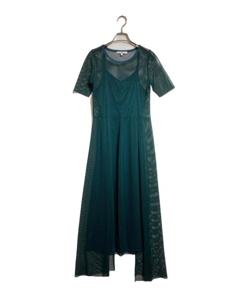 UN3D.（アンスリード）UN3D. (アンスリード) メッシュレイヤードワンピース グリーン サイズ:38の古着・服飾アイテム