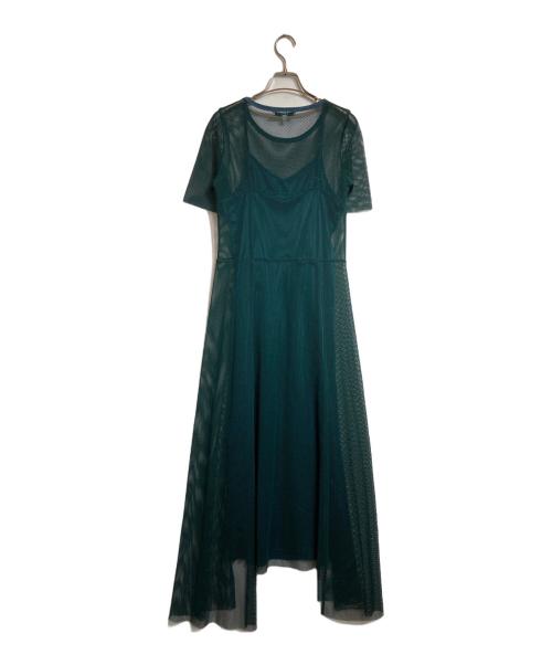 UN3D.（アンスリード）UN3D. (アンスリード) メッシュレイヤードワンピース グリーン サイズ:38の古着・服飾アイテム
