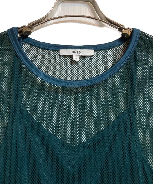 UN3D.（アンスリード）UN3D. (アンスリード) メッシュレイヤードワンピース グリーン サイズ:38の古着・服飾アイテム