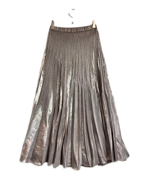 UN3D.（アンスリード）UN3D. (アンスリード) コーティングプリーツロングスカート シルバー サイズ:36の古着・服飾アイテム