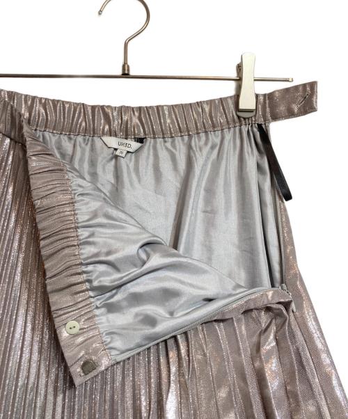UN3D.（アンスリード）UN3D. (アンスリード) コーティングプリーツロングスカート シルバー サイズ:36の古着・服飾アイテム