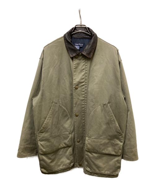 NAUTICA（ノーティカ）NAUTICA (ノーティカ) 90’s 襟レザーハンティングジャケット カーキ サイズ:Mの古着・服飾アイテム