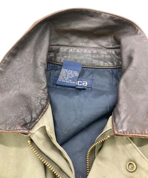 NAUTICA（ノーティカ）NAUTICA (ノーティカ) 90’s 襟レザーハンティングジャケット カーキ サイズ:Mの古着・服飾アイテム