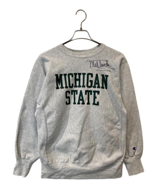 Champion REVERSE WEAVE（チャンピオン リバース ウィーブ）Champion REVERSE WEAVE (チャンピオン リバース ウィーブ) 90’s 2段プリントリバースウィーブスウェット グレー サイズ:Lの古着・服飾アイテム