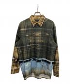 ZARA×ANDERSSON BELLザラ×アンダーソンベル）の古着「トロンプルイユプリントシャツ」｜グリーン×ベージュ