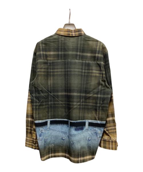 ZARA（ザラ）ZARA (ザラ) ANDERSSON BELL (アンダーソンベル) トロンプルイユプリントシャツ グリーン×ベージュ サイズ:Lの古着・服飾アイテム