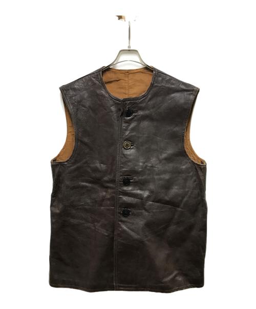 DUTCH ARMY（オランダ軍）Dutch Army (オランダ軍) Jerkin Leather Vest ブラウン サイズ:-の古着・服飾アイテム