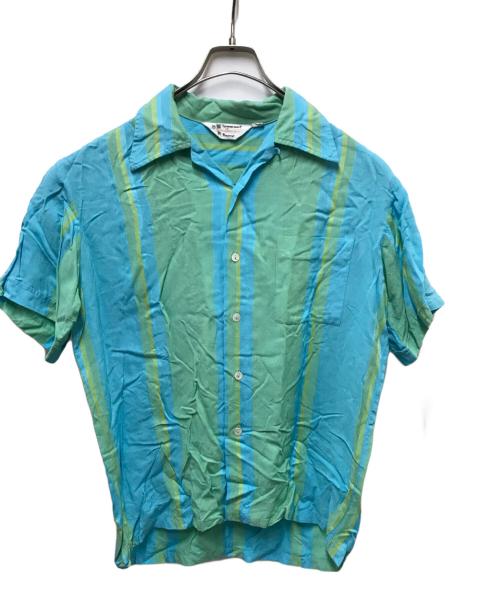 TOWN CRAFT（タウンクラフト）TOWN CRAFT (タウンクラフト) ヴィンテージオープンカラーシャツ ブルー×グリーン サイズ:Mの古着・服飾アイテム