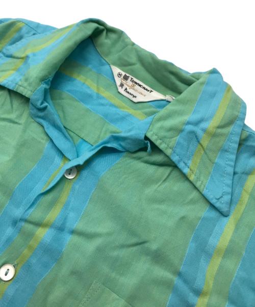 TOWN CRAFT（タウンクラフト）TOWN CRAFT (タウンクラフト) ヴィンテージオープンカラーシャツ ブルー×グリーン サイズ:Mの古着・服飾アイテム