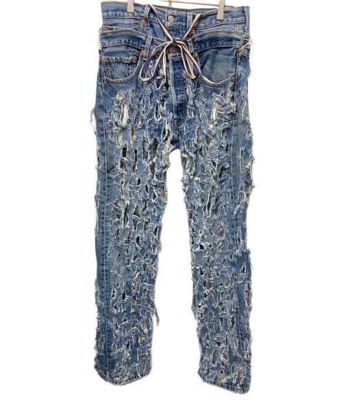 RequaL≡（リコール）RequaL≡ (リコール) Heavily Crashed Denim Pants ブルー サイズ:Freeの古着・服飾アイテム