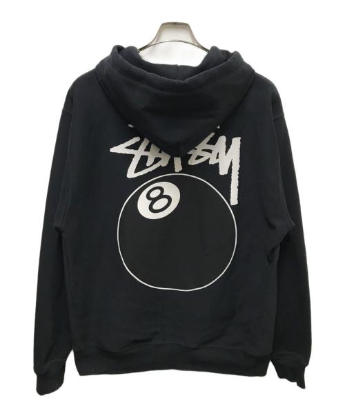 stussy（ステューシー）stussy (ステューシー) 8ボールロゴプリントジップパーカー ブラック サイズ:Lの古着・服飾アイテム