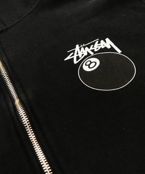 stussy（ステューシー）stussy (ステューシー) 8ボールロゴプリントジップパーカー ブラック サイズ:Lの古着・服飾アイテム