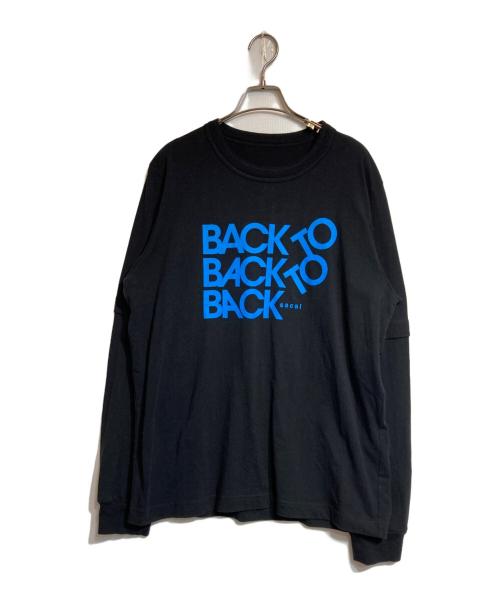 sacai（サカイ）sacai (サカイ) BACK to BACK レイヤード ロング Tシャツ ブラック×ブルー サイズ:4の古着・服飾アイテム