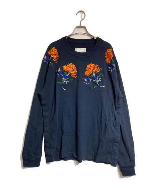 sacai（サカイ）sacai (サカイ) Flower Embroidery L/S Tee ブラック サイズ:4の古着・服飾アイテム