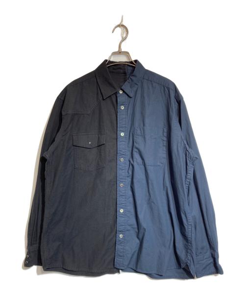 sacai（サカイ）sacai (サカイ) コットンアシンメトリーシャツ ネイビー×ブラック サイズ:2の古着・服飾アイテム