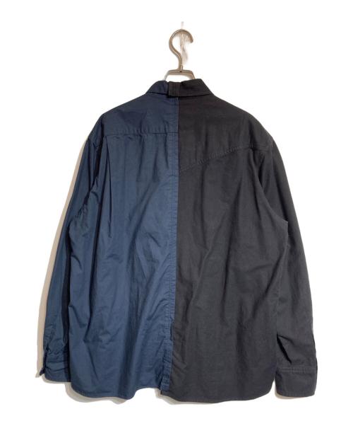 sacai（サカイ）sacai (サカイ) コットンアシンメトリーシャツ ネイビー×ブラック サイズ:2の古着・服飾アイテム
