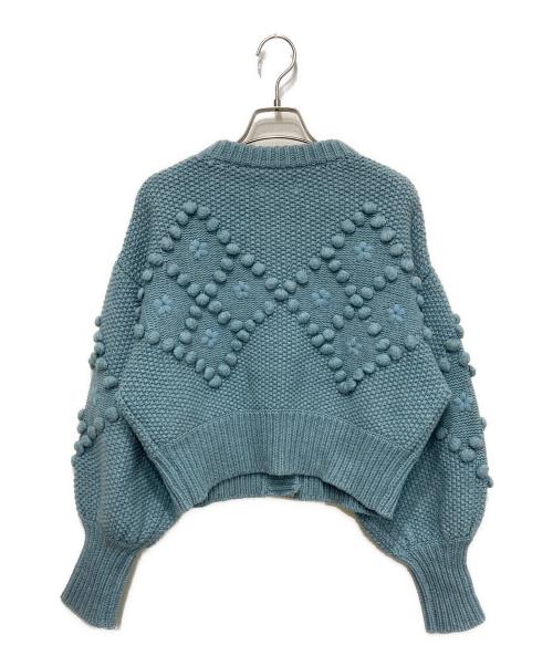 holiday（ホリデー）holiday (ホリデー) WOOL CASHMERE PONPON KNIT CARDIGANディガン ブルー サイズ:ONE SIZEの古着・服飾アイテム