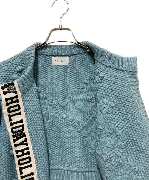 holiday（ホリデー）holiday (ホリデー) WOOL CASHMERE PONPON KNIT CARDIGANディガン ブルー サイズ:ONE SIZEの古着・服飾アイテム