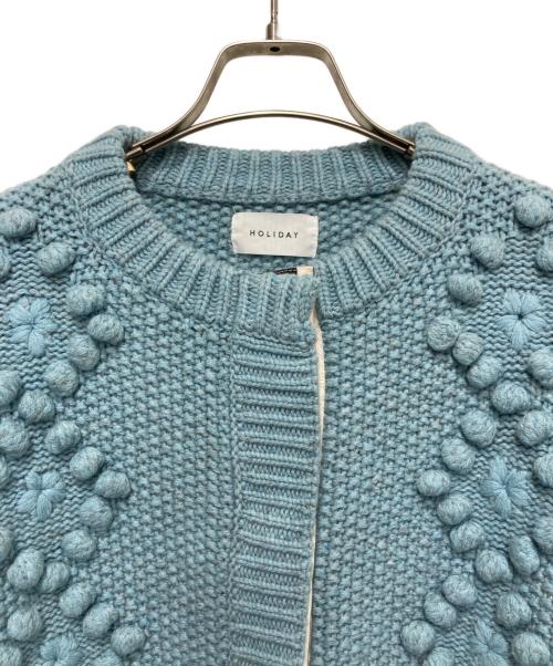 holiday（ホリデー）holiday (ホリデー) WOOL CASHMERE PONPON KNIT CARDIGANディガン ブルー サイズ:ONE SIZEの古着・服飾アイテム