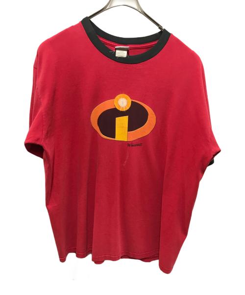 DISNEY（ディズニー）Disney (ディズニー) リンガープリントTシャツ レッド サイズ:XLの古着・服飾アイテム