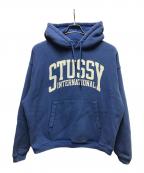stussyステューシー）の古着「RELAXED HOODIE INTERNATIONAL」｜ブルー