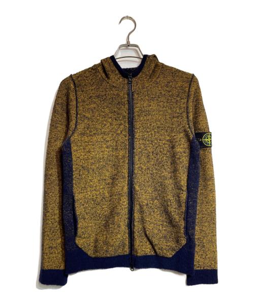 STONE ISLAND（ストーンアイランド）STONE ISLAND (ストーンアイランド) アルパカ混ニットパーカー ネイビー×イエロー サイズ:Mの古着・服飾アイテム