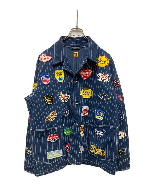 HUMAN MADE（ヒューマンメイド）HUMAN MADE (ヒューマンメイド) PATCH COVERALL ネイビー×ホワイト サイズ:Lの古着・服飾アイテム