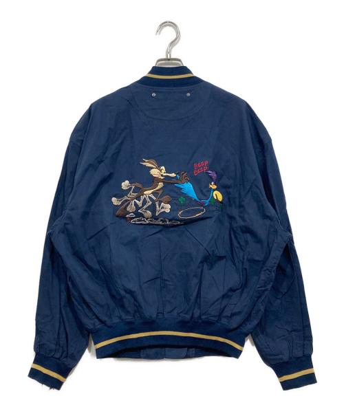 CASTELBAJAC（カステルバジャック）CASTELBAJAC (カステルバジャック) 刺繍デザインブルゾン ネイビー サイズ:48の古着・服飾アイテム