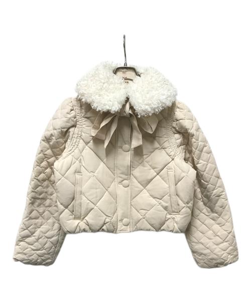 epine（エピヌ）epine (エピヌ) fur ribbon quilting short downcoat アイボリー サイズ:-の古着・服飾アイテム