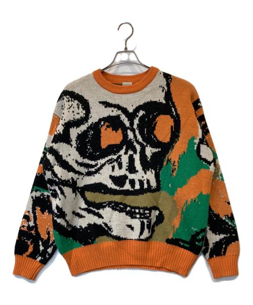 P.A.M（パム）P.A.M (パム) Skulls Crew Neck Knit（スカルクルーネックニット） ベージュ×オレンジ サイズ:Mの古着・服飾アイテム
