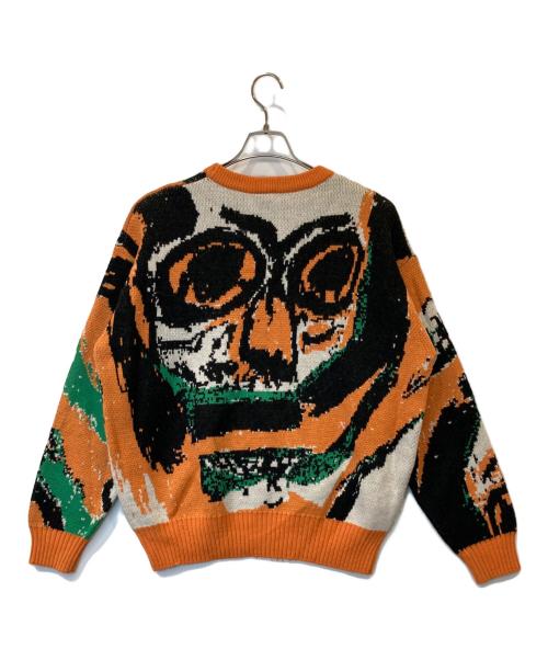 P.A.M（パム）P.A.M (パム) Skulls Crew Neck Knit（スカルクルーネックニット） ベージュ×オレンジ サイズ:Mの古着・服飾アイテム