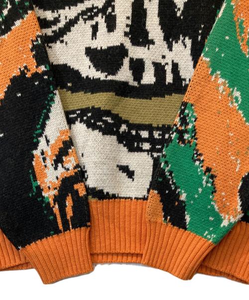 P.A.M（パム）P.A.M (パム) Skulls Crew Neck Knit（スカルクルーネックニット） ベージュ×オレンジ サイズ:Mの古着・服飾アイテム