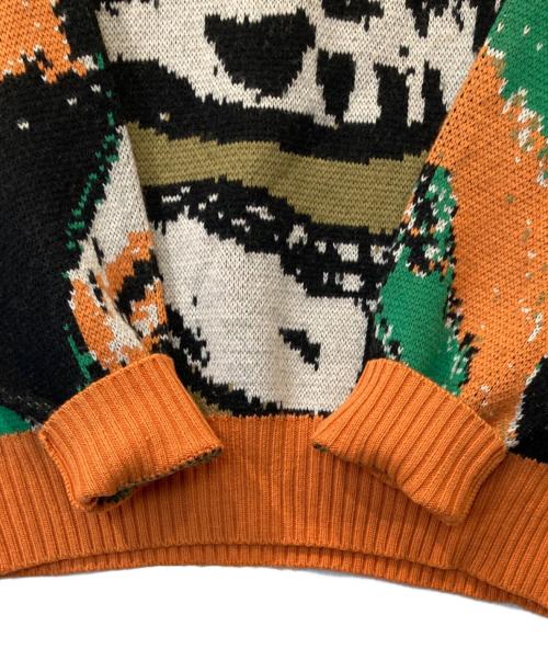P.A.M（パム）P.A.M (パム) Skulls Crew Neck Knit（スカルクルーネックニット） ベージュ×オレンジ サイズ:Mの古着・服飾アイテム