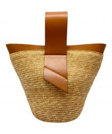 CAROLINA SANTO DOMINGO（カロリーナ・サント・ドミンゴ）の古着「Amphora Straw and Leather Bag」｜ベージュ